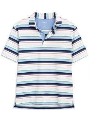 johnnie-O Striped golf Polo in White, Navy, Light Blue, Green, Pink